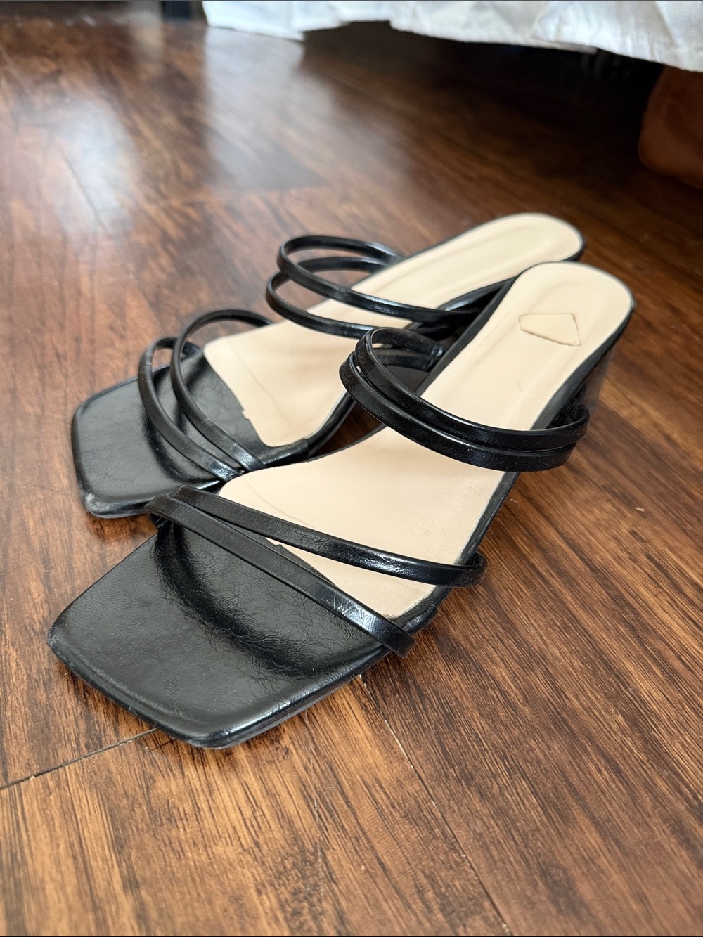 Women’s Black Strappy Slide Sandals